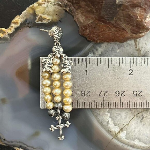 Carolyn Pollack Sterling Silver Mother Of Pearl & Cross Chandelier Earrings